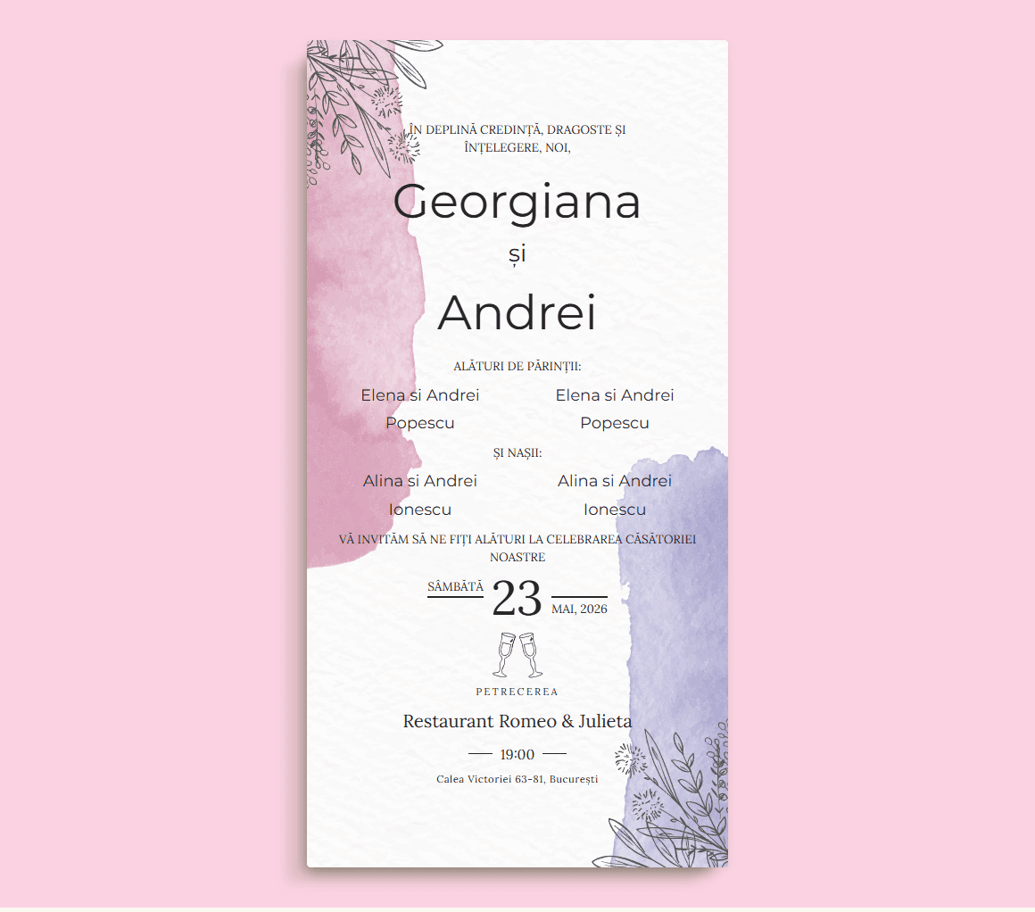 Invitație de nuntă digitală Artisan — artisan-blush