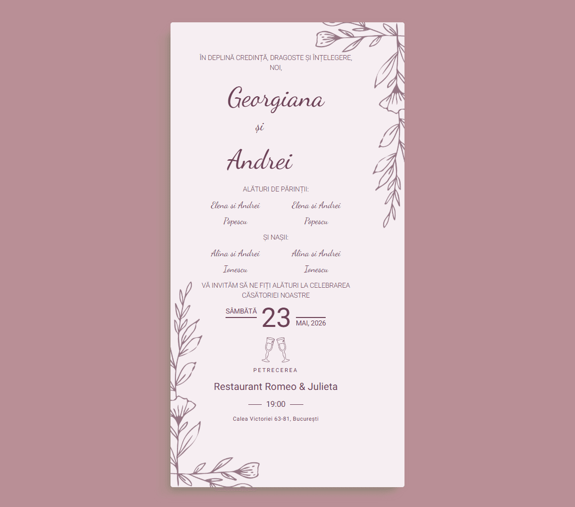 Invitație de nuntă digitală Blooming — blooming-blush