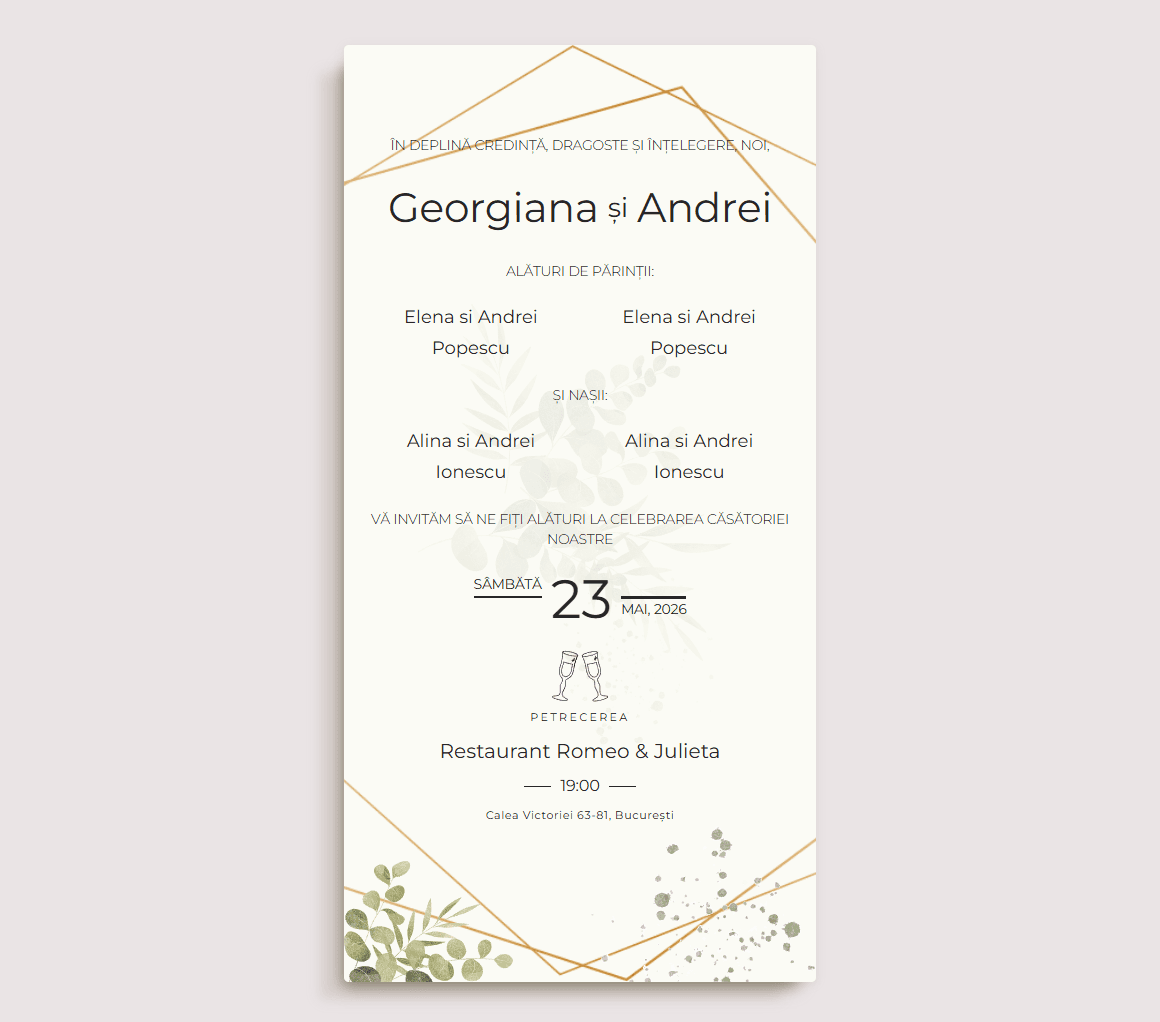 Invitație de nuntă digitală Calia — calia-linen