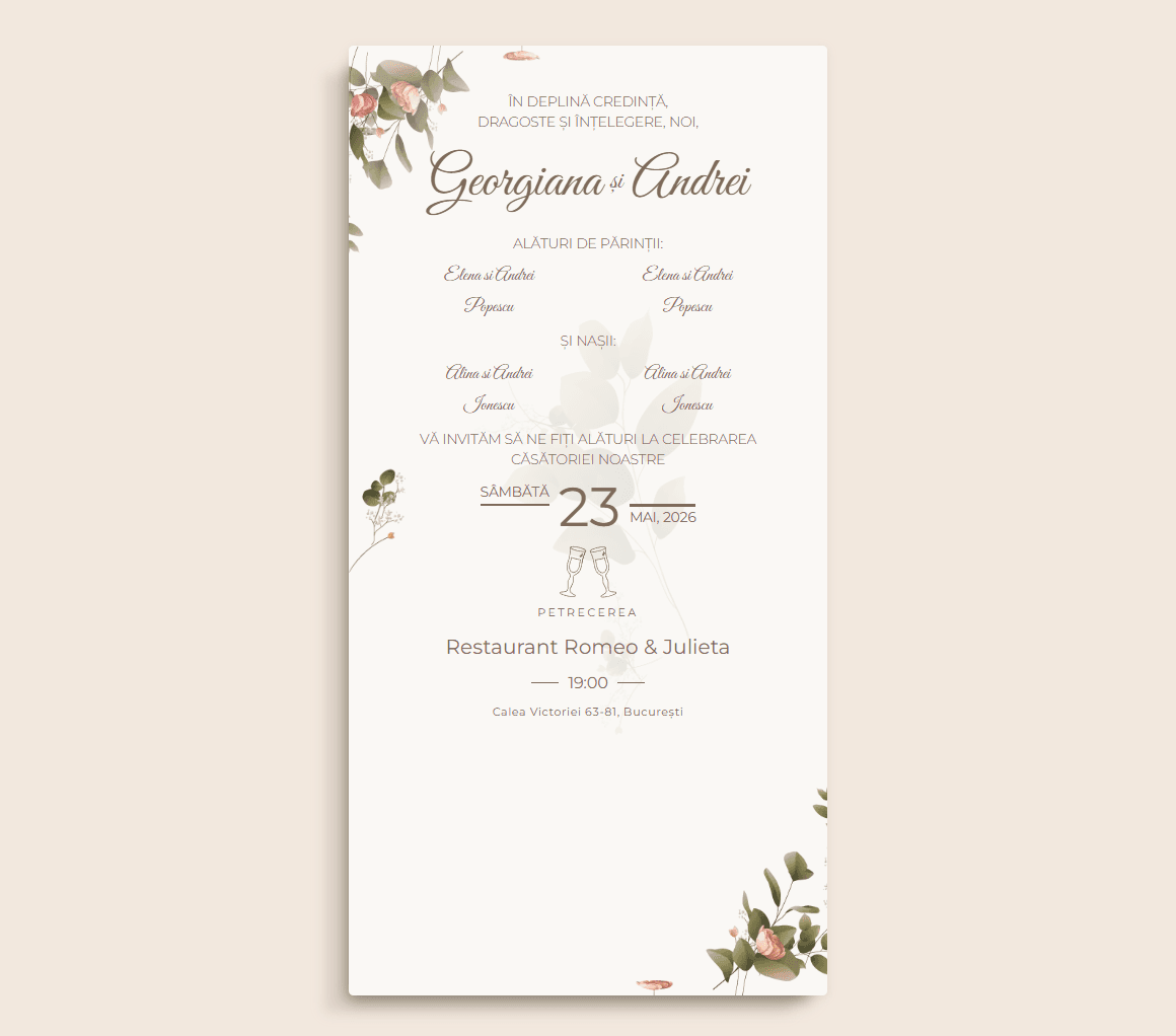 Invitație de nuntă digitală Charm — charm-linen