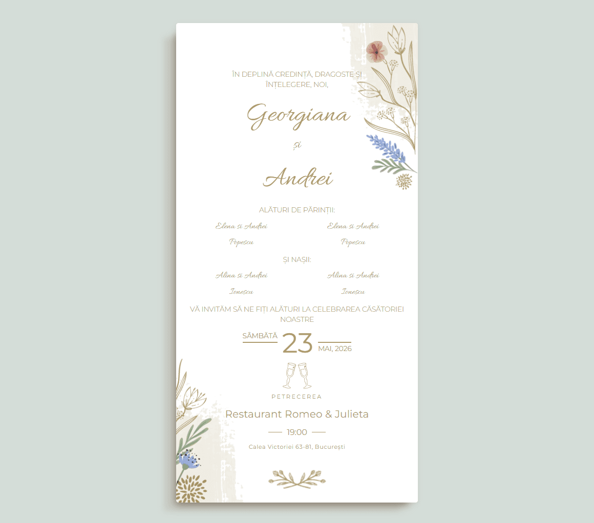 Invitație de nuntă digitală Everlasting — everlasting-sage