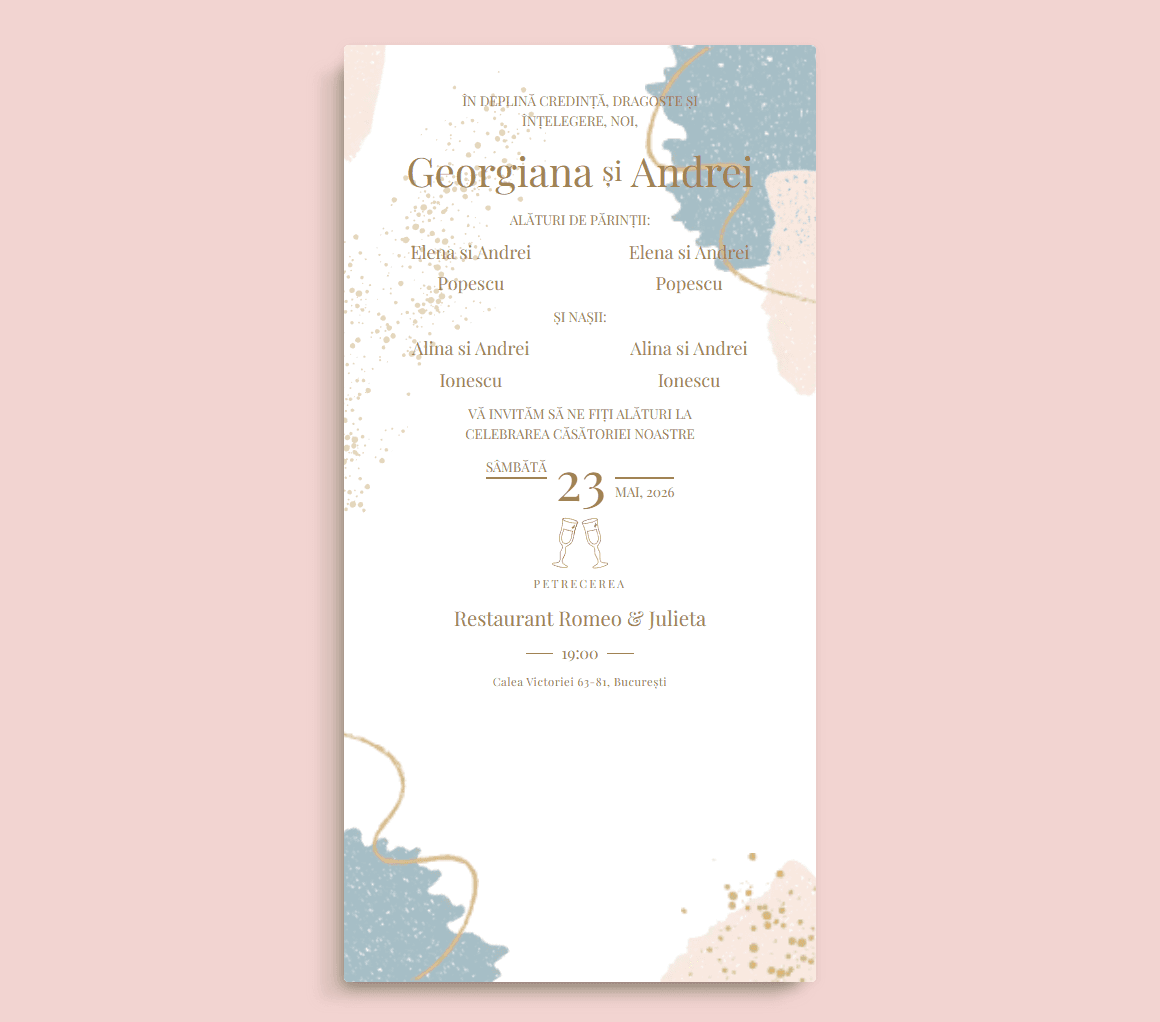 Invitație de nuntă digitală Romantic — romantic-blush