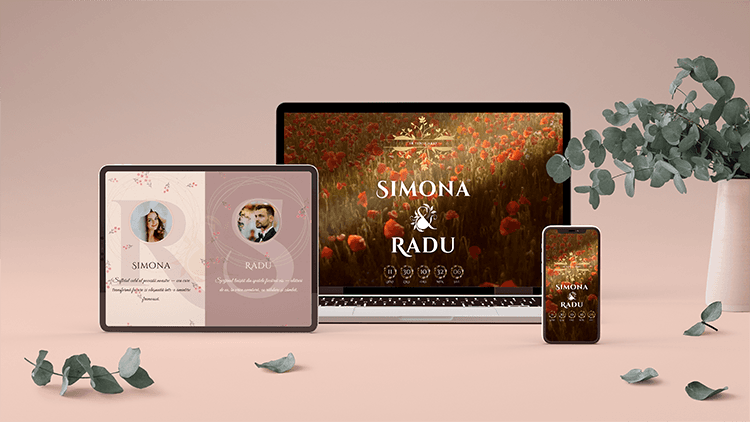 Invitație de nuntă digitală Aurora Poppy