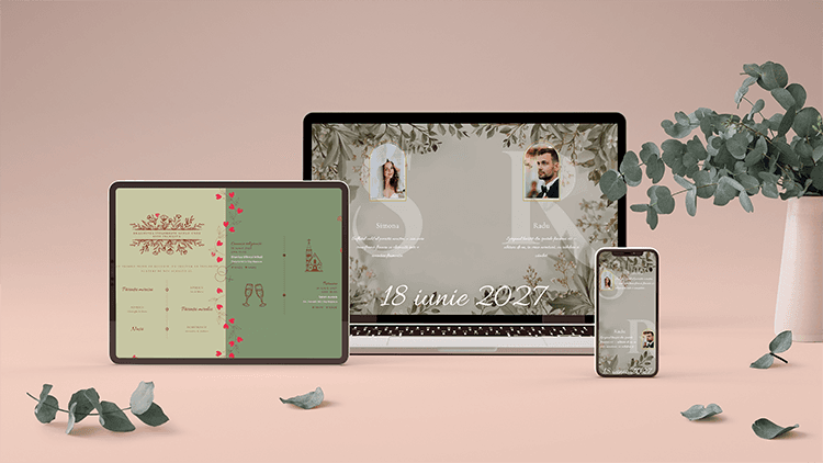 Invitație de nuntă digitală Bloom Floral